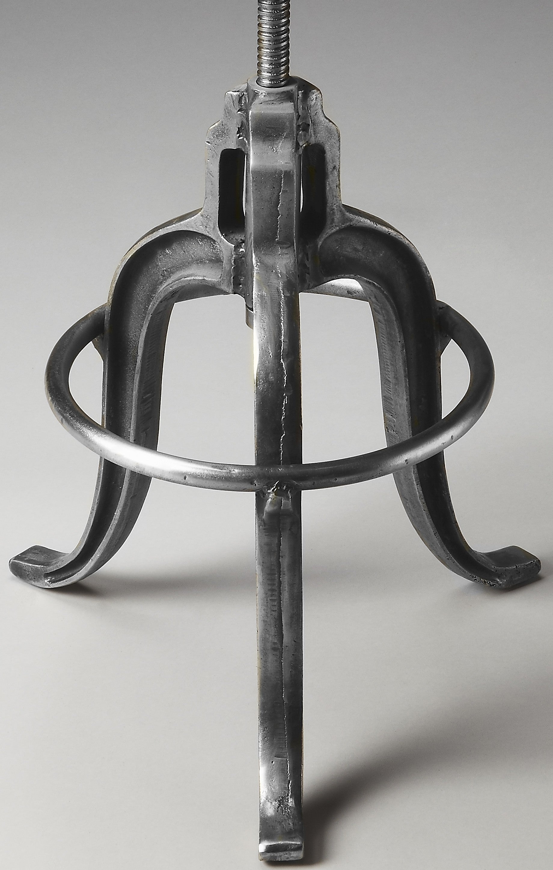 28" Silver Iron Swivel Backless Bar Chair