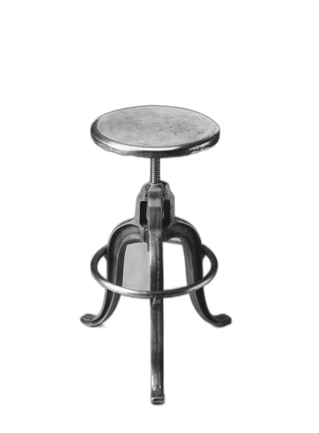 28" Silver Iron Swivel Backless Bar Chair