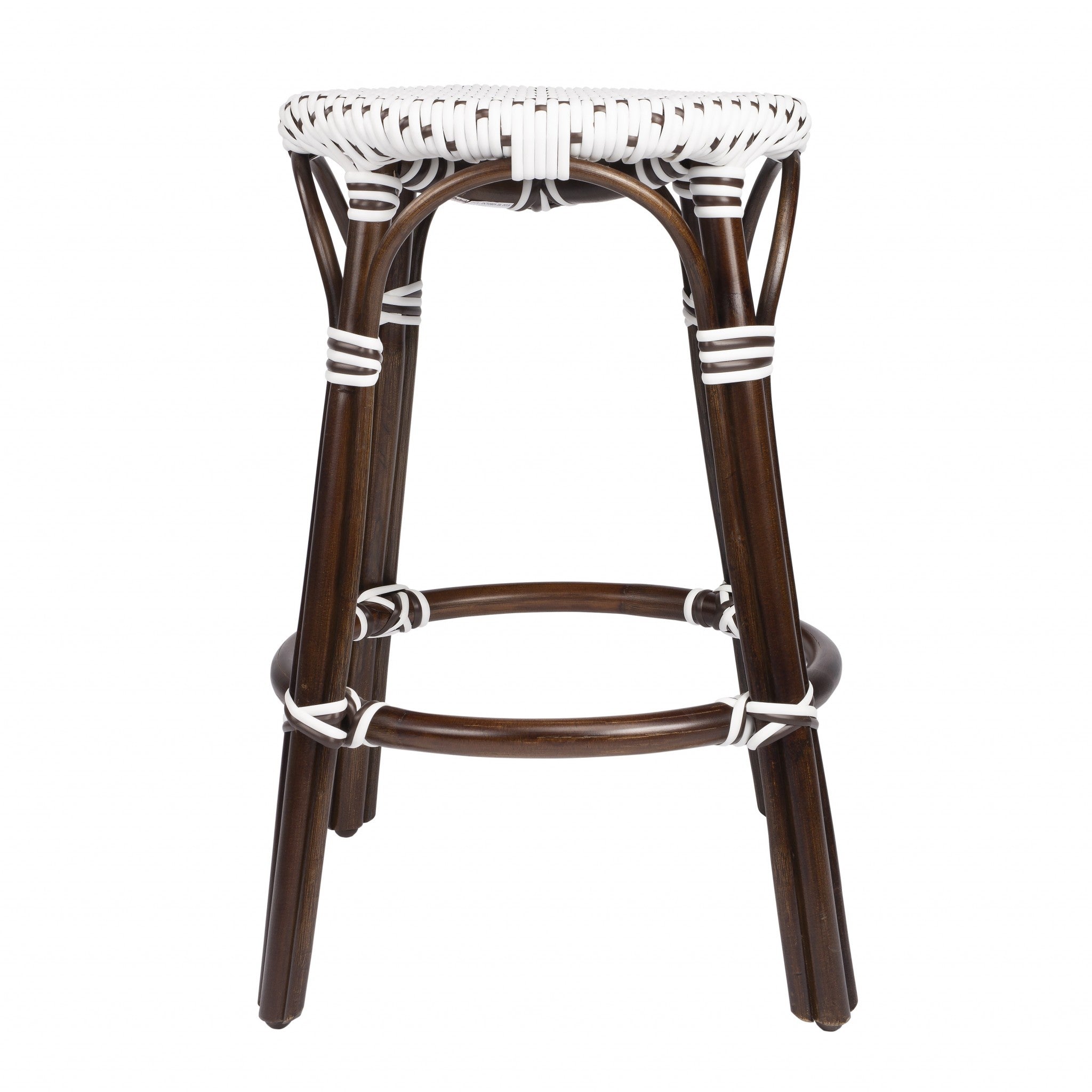 24" Dark Brown Rattan Backless Counter Height Bar Chair