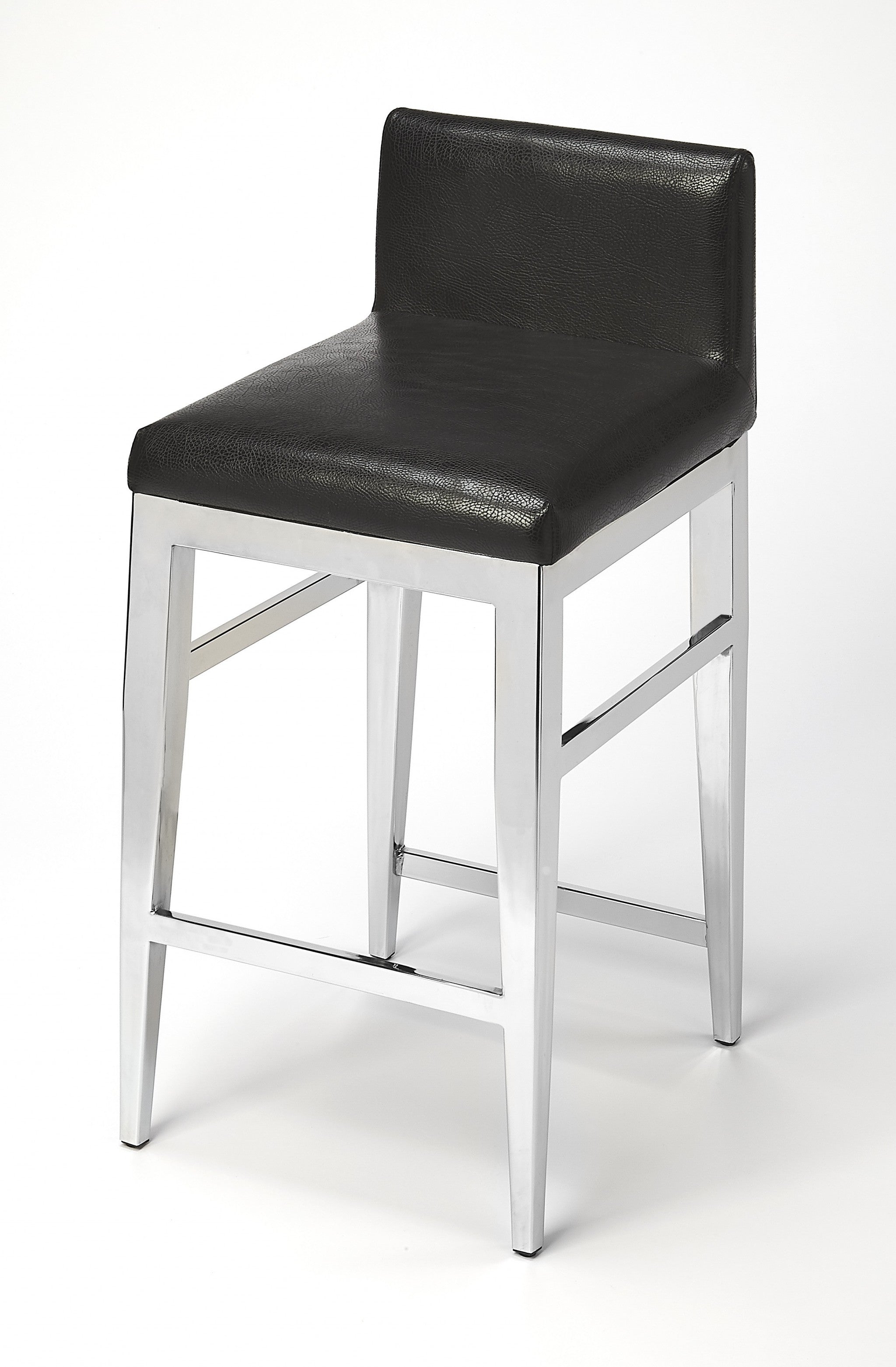 25" Brown Stainless Steel Bar Chair