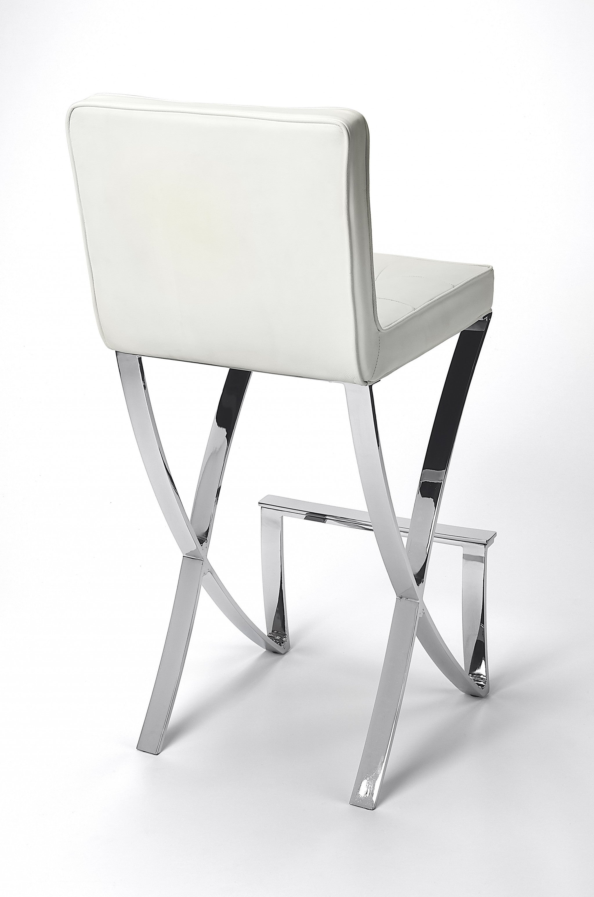 29" Off White and Silver Iron Bar Chair