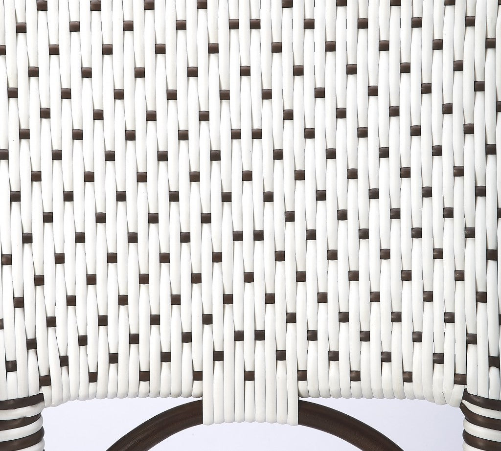 28" White and Dark Brown Heavy Duty Rattan Bar Chair