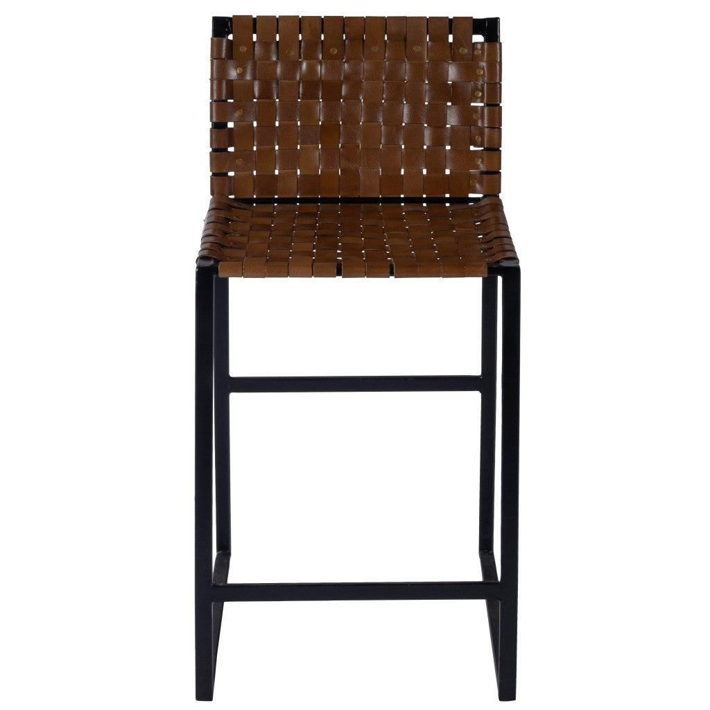 " Brown And Black Leather Bar Chair