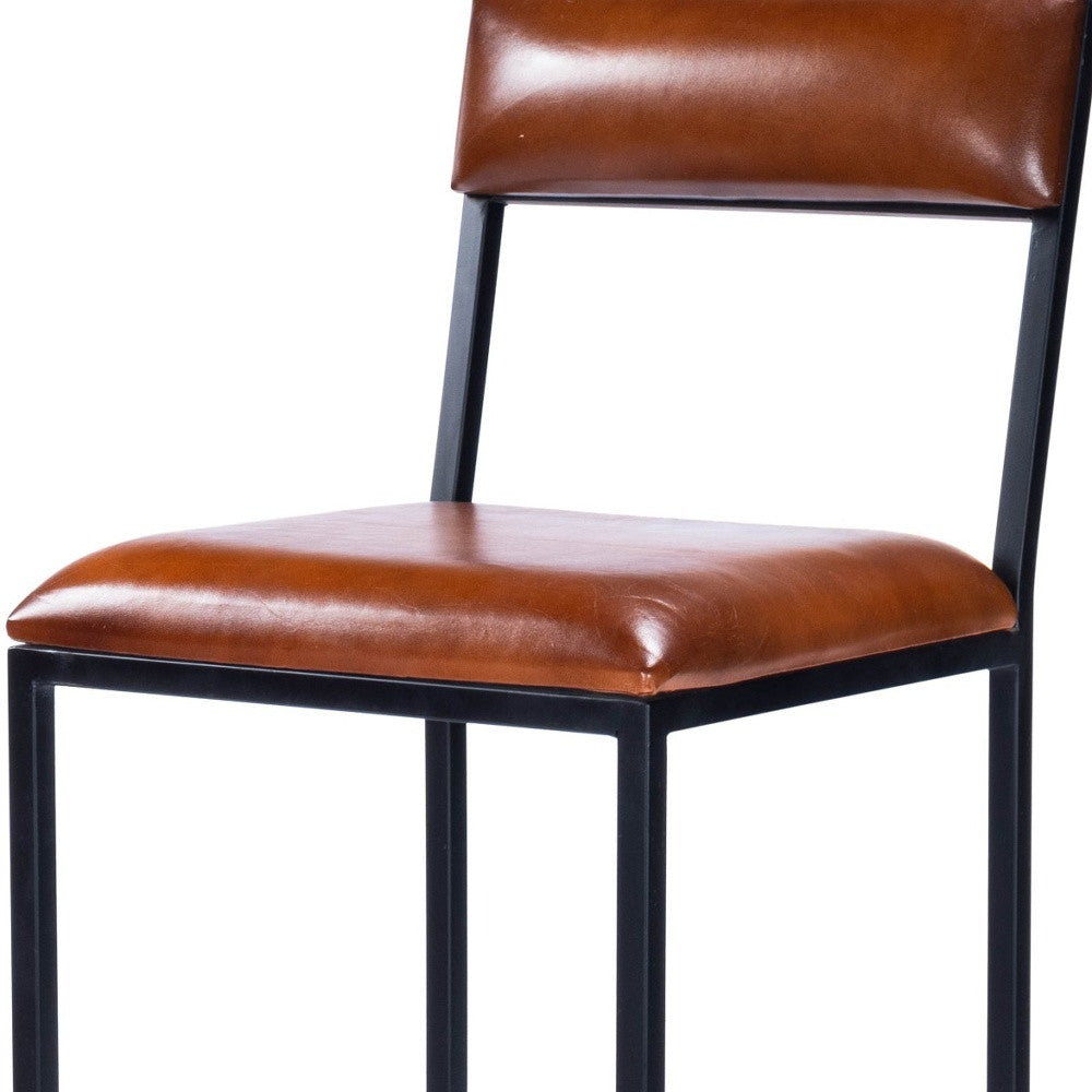 27" Brown and Black Manufactured Wood and Iron Bar Chair