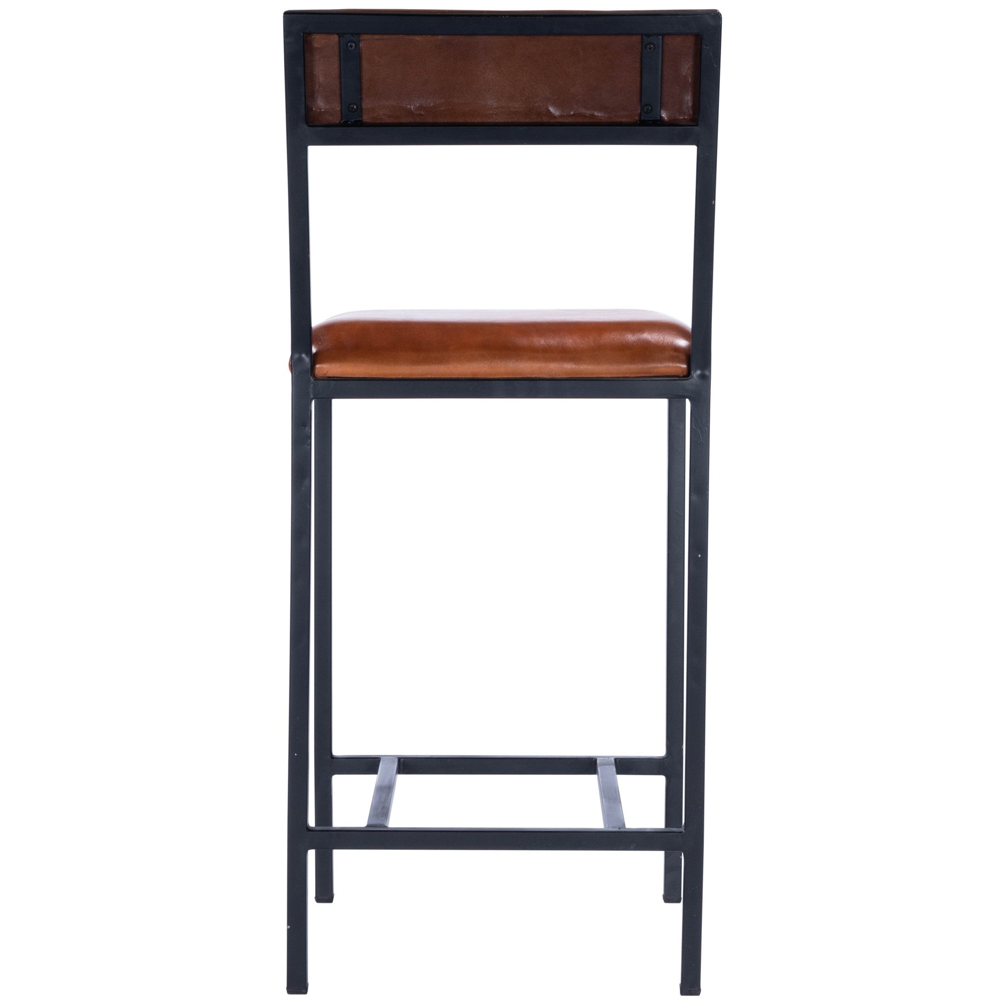 27" Brown and Black Manufactured Wood and Iron Bar Chair