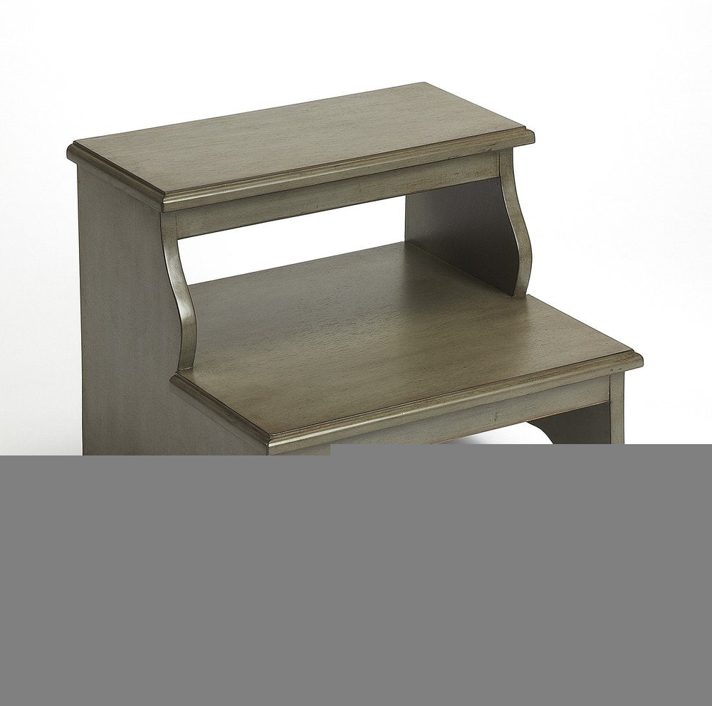 18" Handcrafted Silver Satin Step Stool