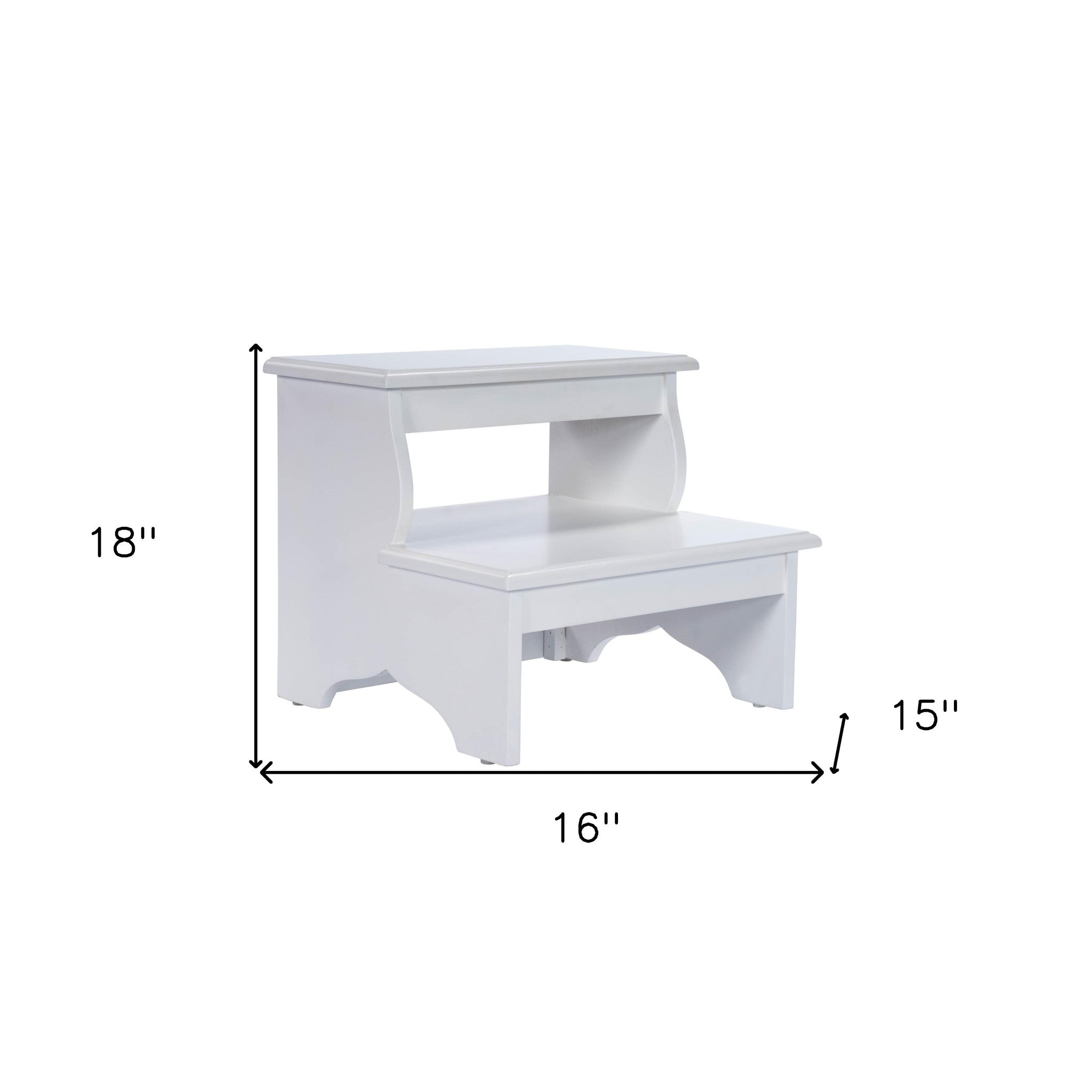 18" White Wood Step Stool