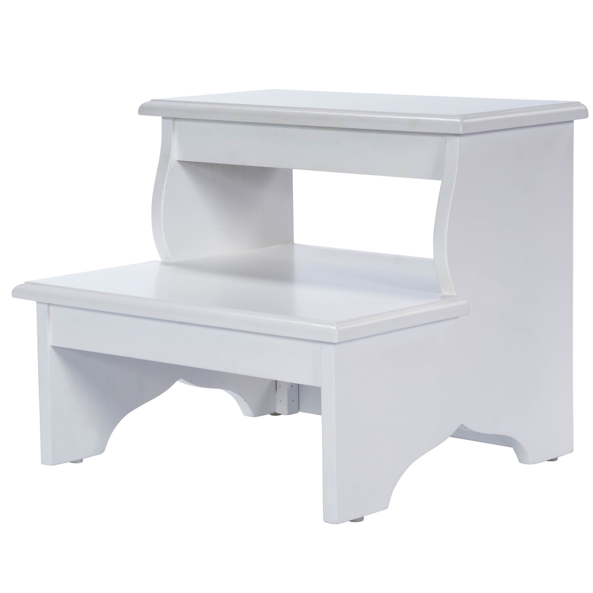 18" White Wood Step Stool