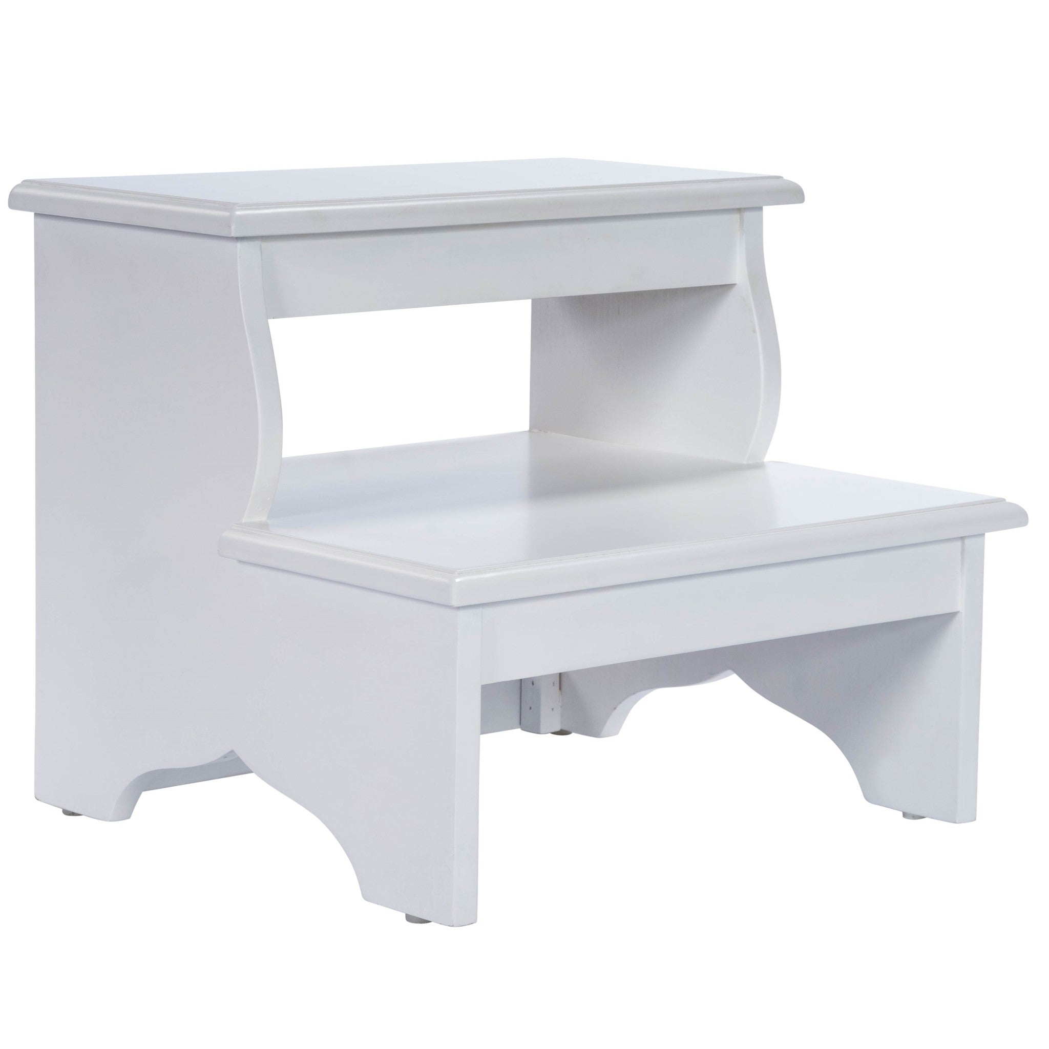 18" White Wood Step Stool