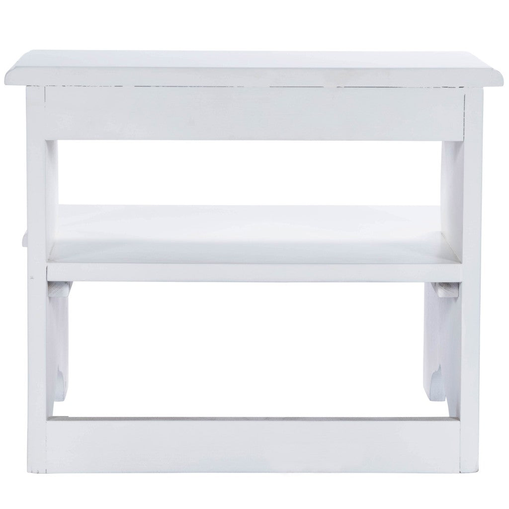 18" White Wood Footstool