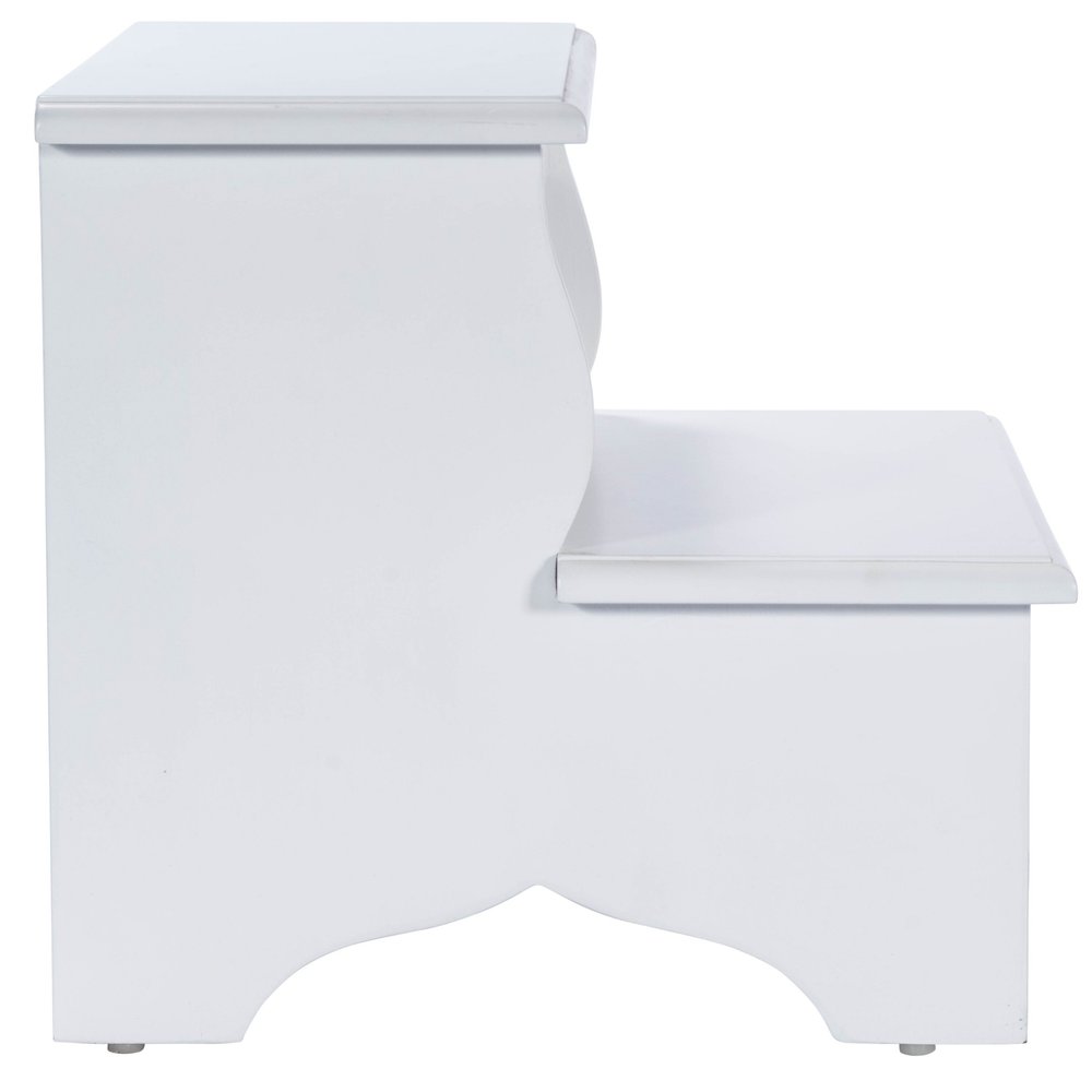 18" White Wood Footstool