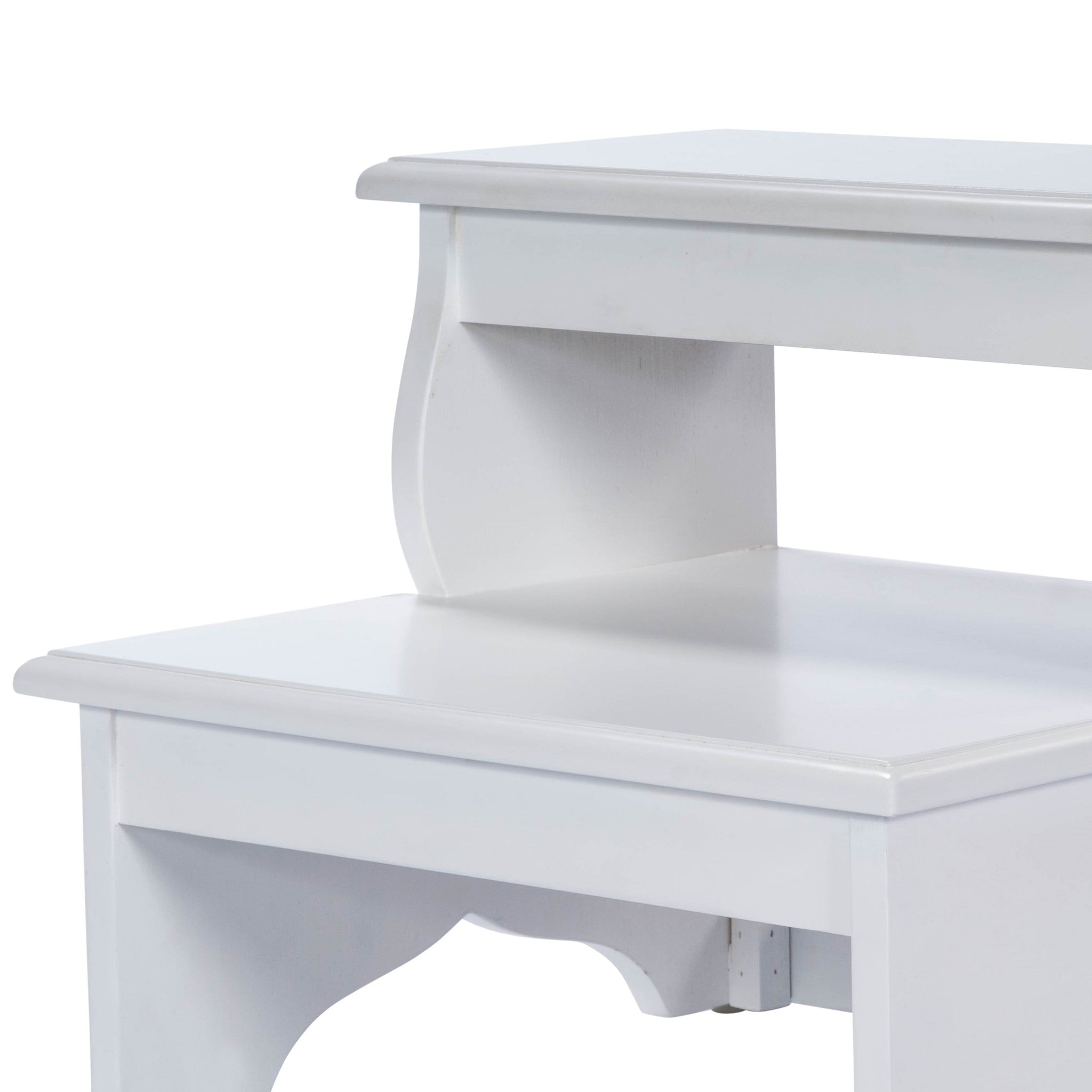 18" White Wood Step Stool