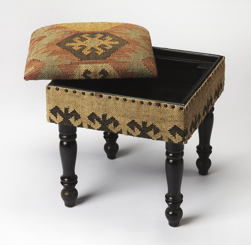 18" Brown Linen Ottoman