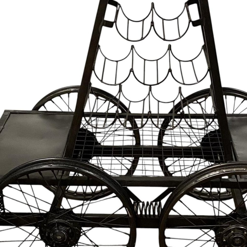 Rustic Black Rail Car Bar Cart