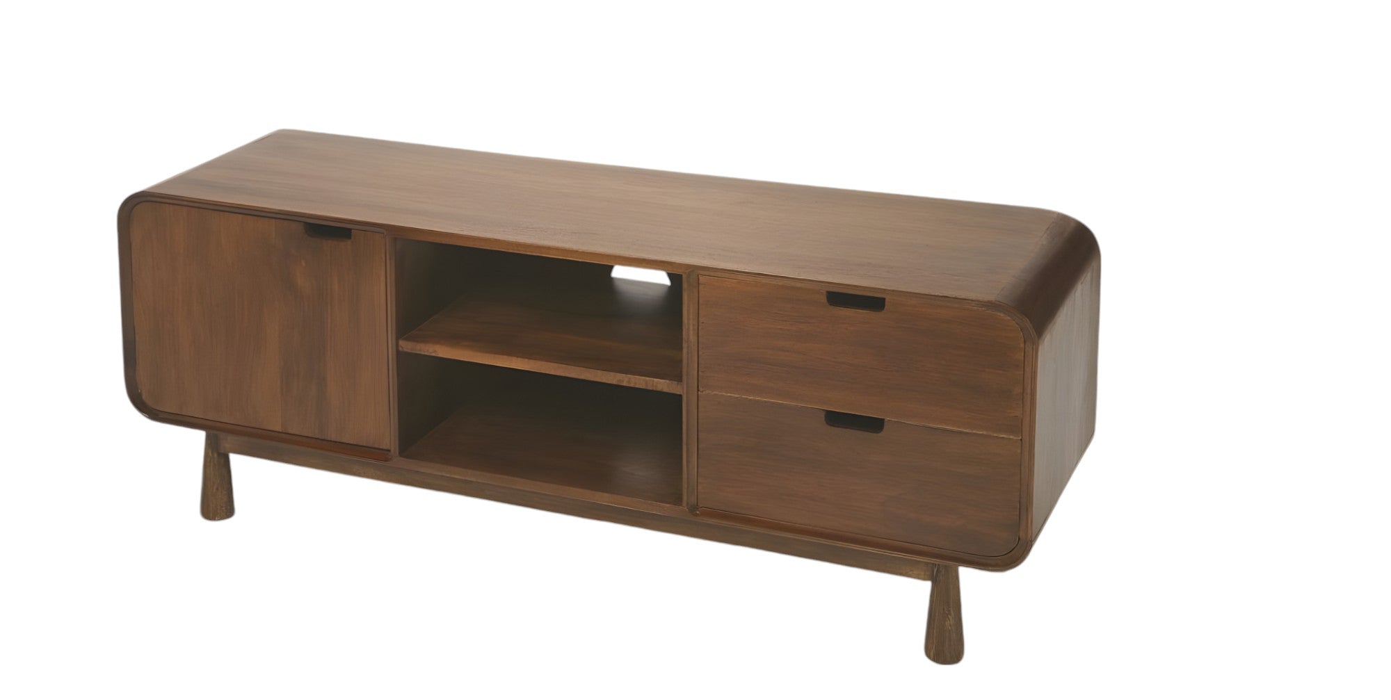 50" Brown Solid Wood Enclosed and Open Storage TV Stand