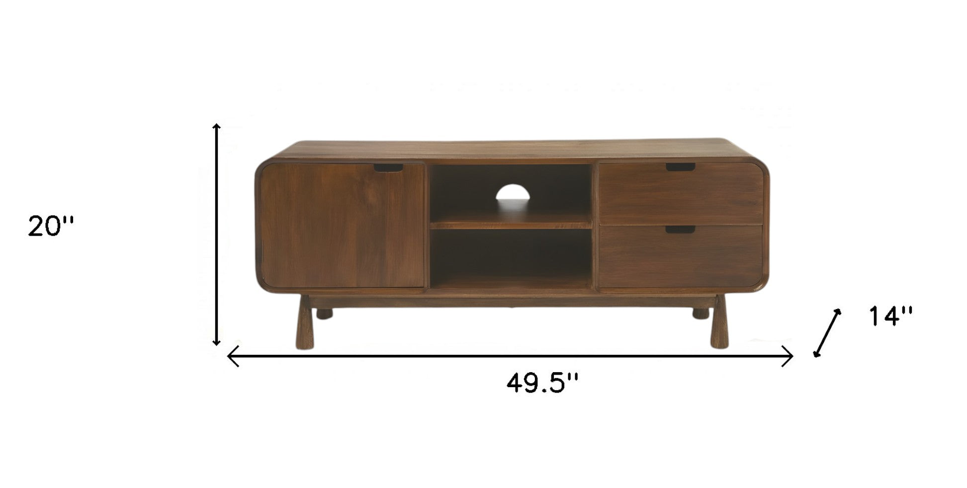 50" Brown Solid Wood Enclosed and Open Storage TV Stand