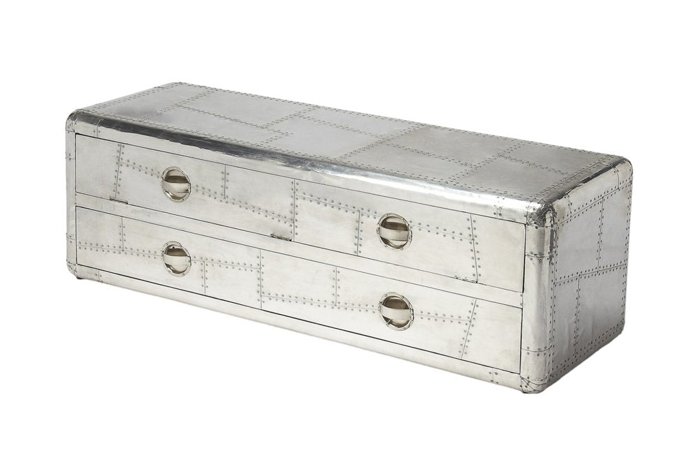 59" Silver Solid Wood Enclosed and Open Storage TV Stand