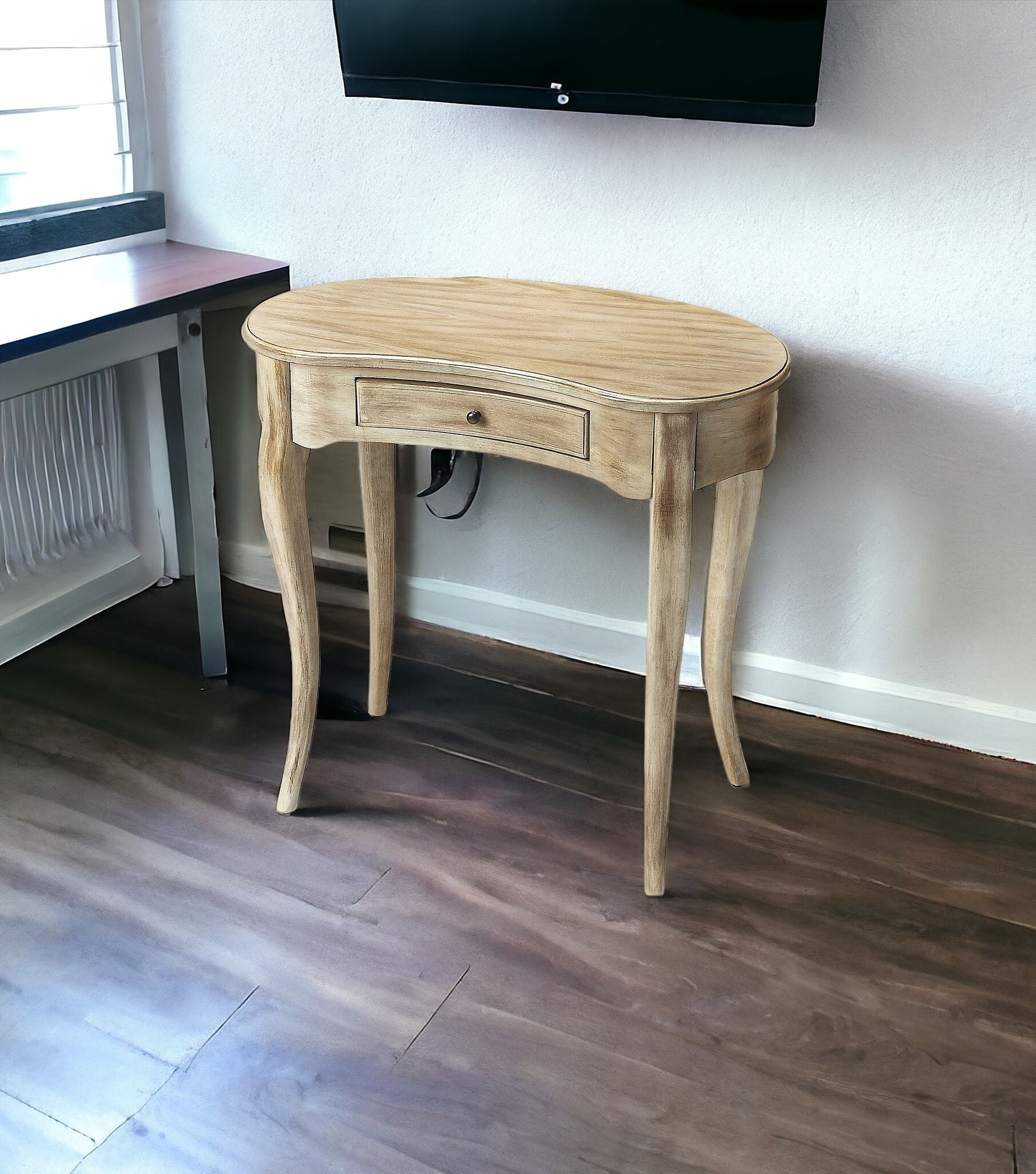 32" Brown Solid Manufactured Wood Kidney Writing Desk