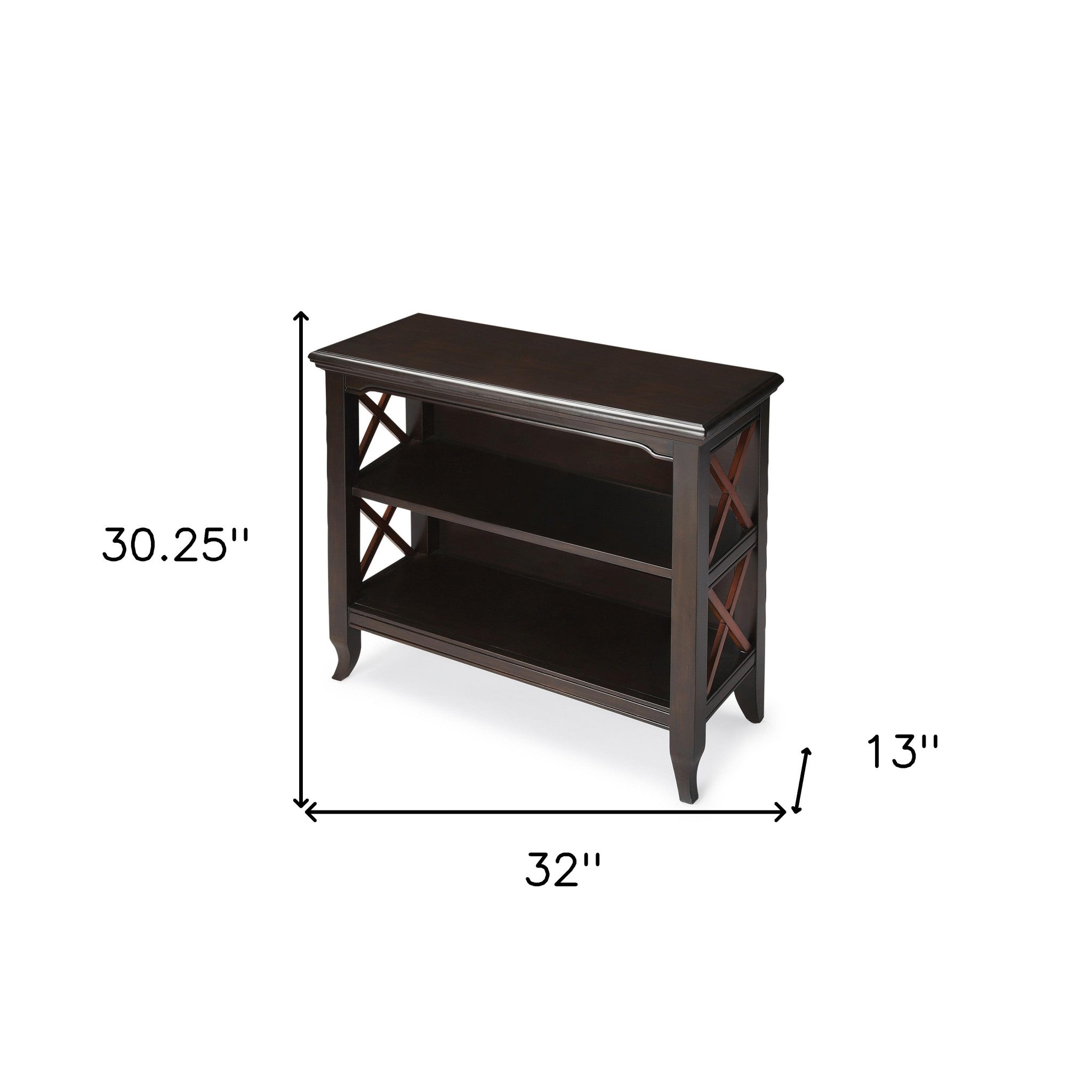 30" Dark Brown Two Tier Standard Bookcase