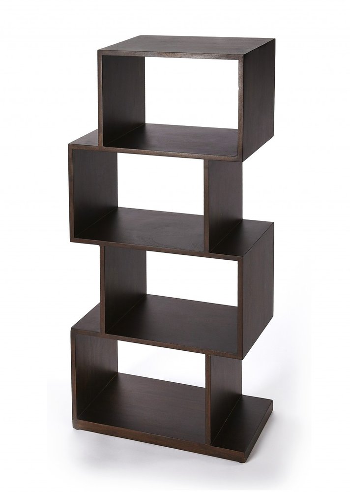 48" Dark Brown Wood Three Tier Bookcase