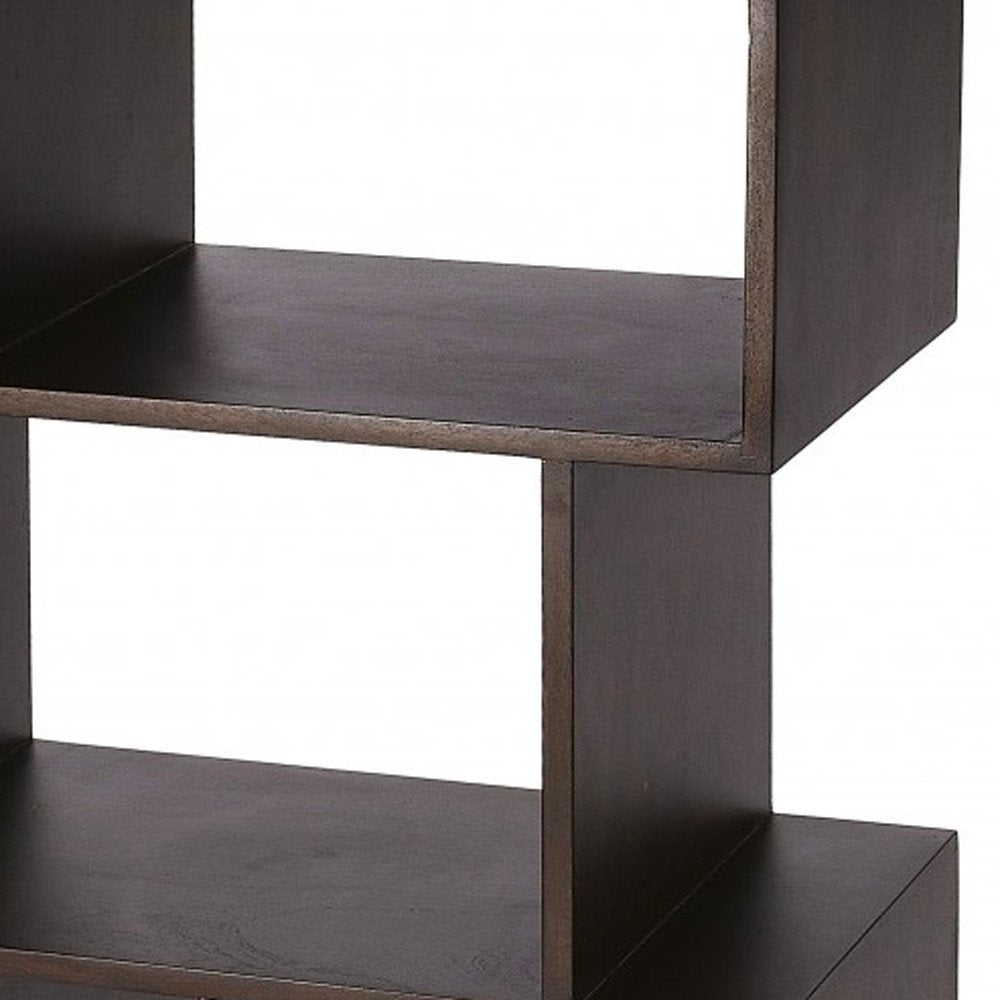 48" Dark Brown Wood Three Tier Bookcase