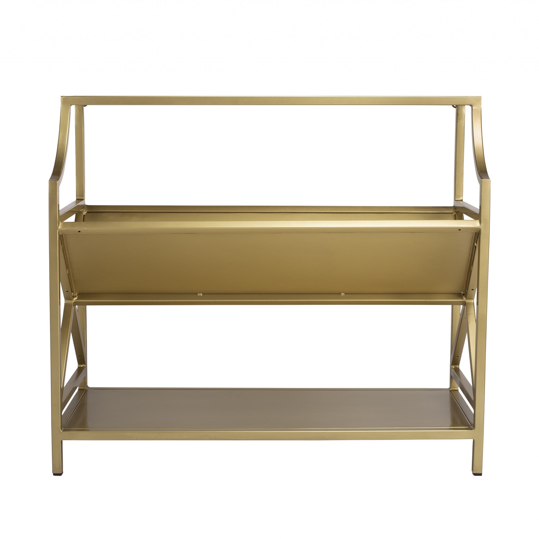 32" Gold Iron Two Tier Standard Bookcase