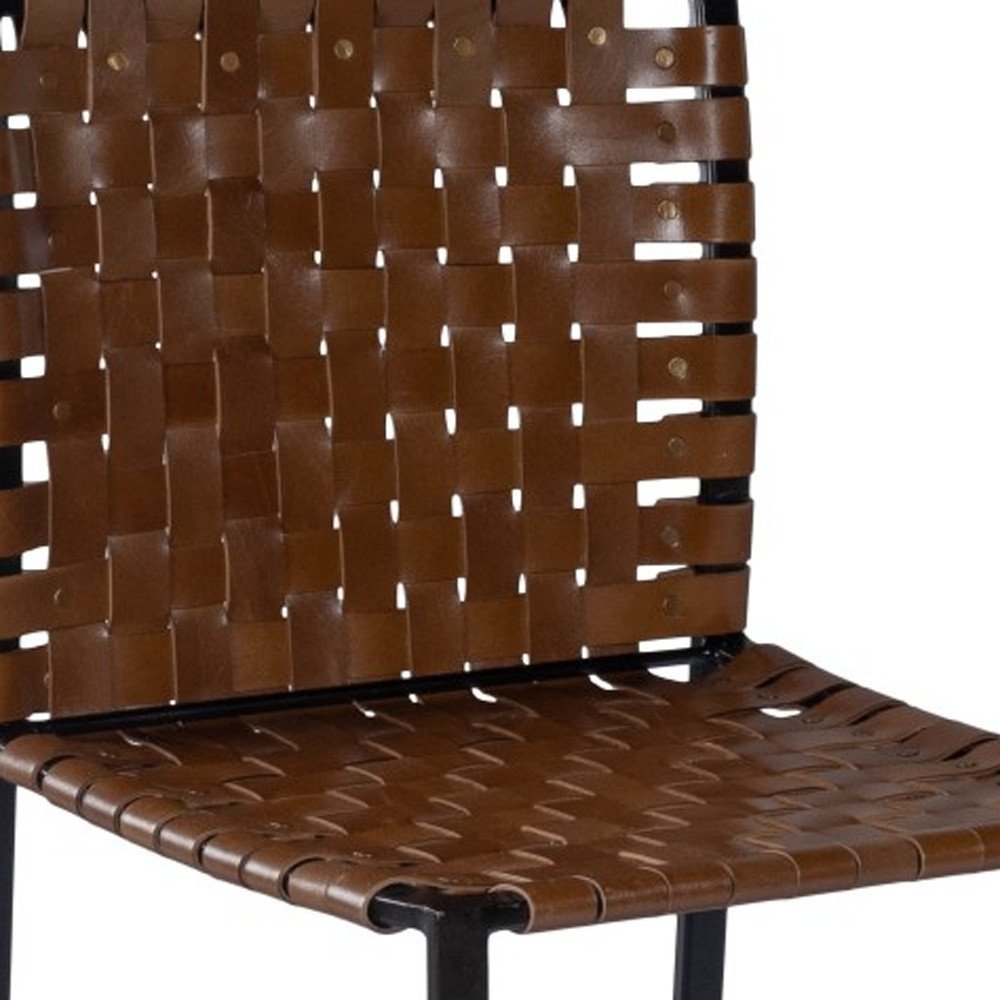 17" Brown and Black Faux Leather Side Chair