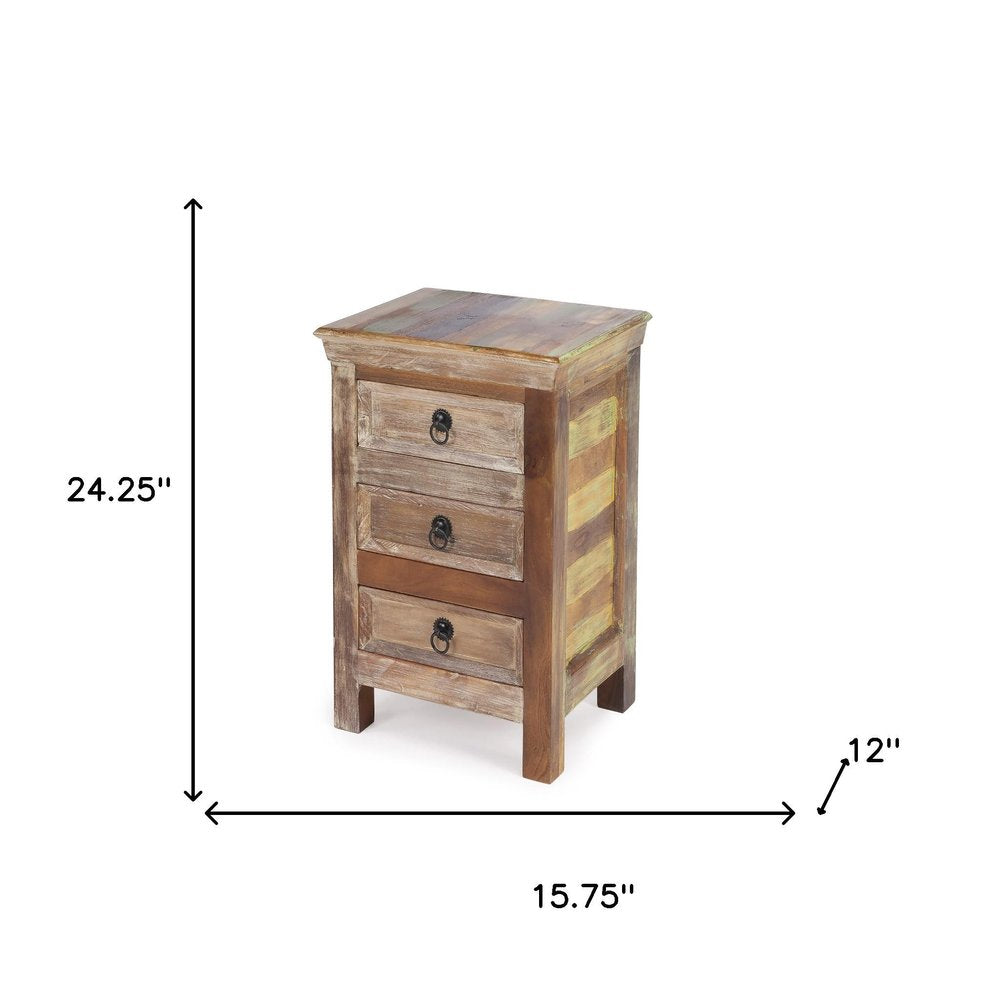 16" Modern Rustic Three Drawer Accent Chest