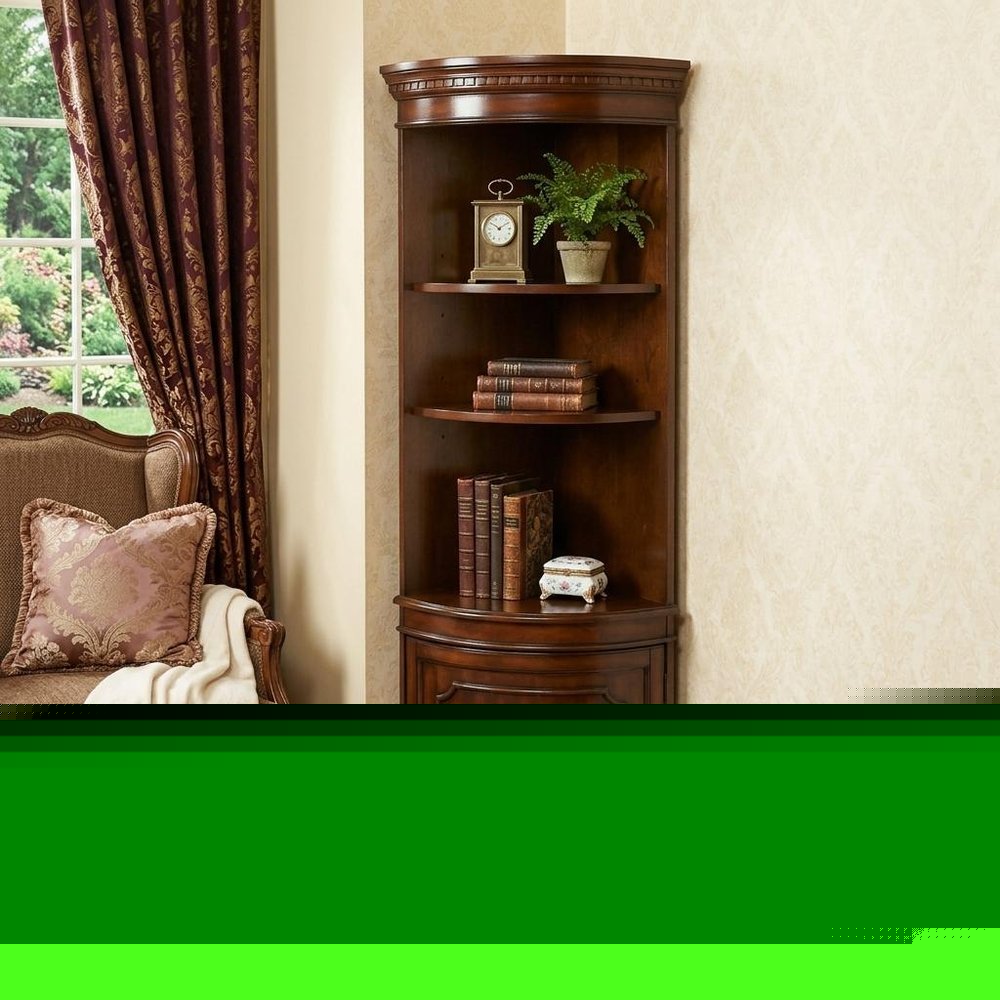 73" Brown Corner Accent Cabinet With Adjustable Shelves