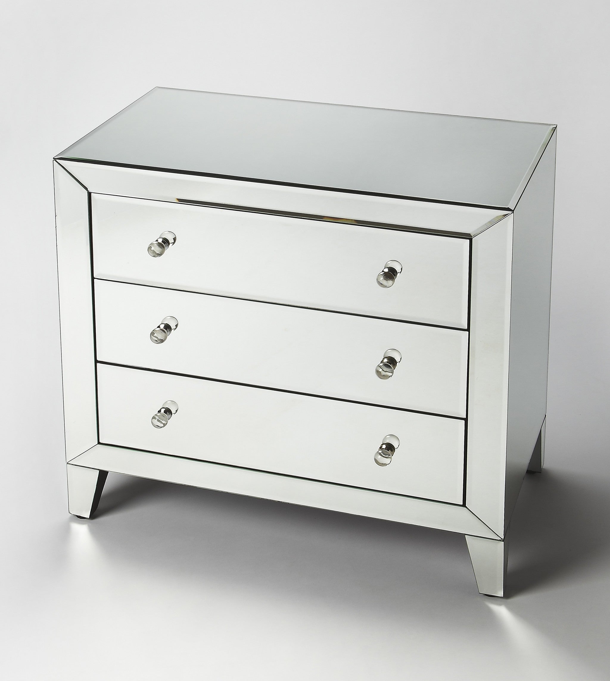 30" Clear Glass Three Drawer Chest
