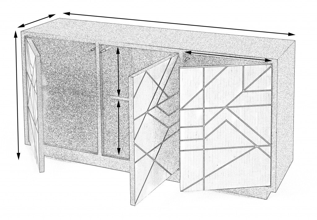 59" Natural and Black Sideboard with Three Doors