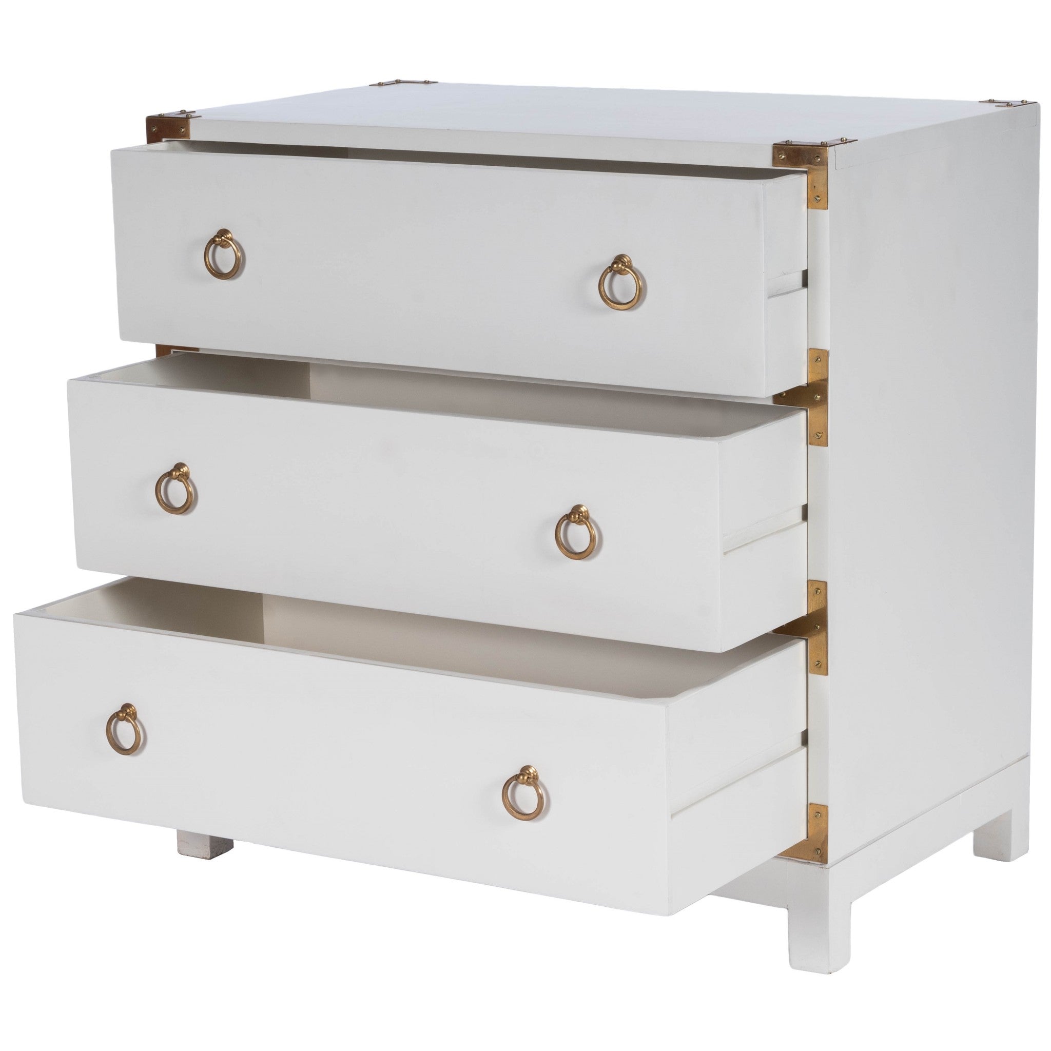 28" White Solid Wood Three Drawer Dresser