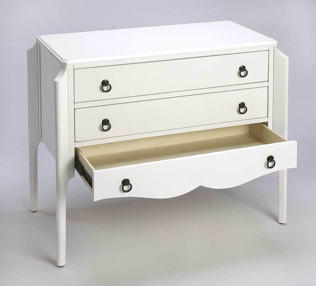 34" White Solid and Manufactured Wood Three Drawer Standard Chest