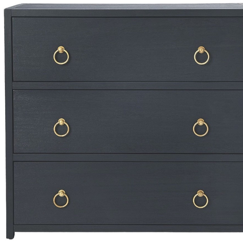 34" Navy Blue Three Drawer Standard Chest