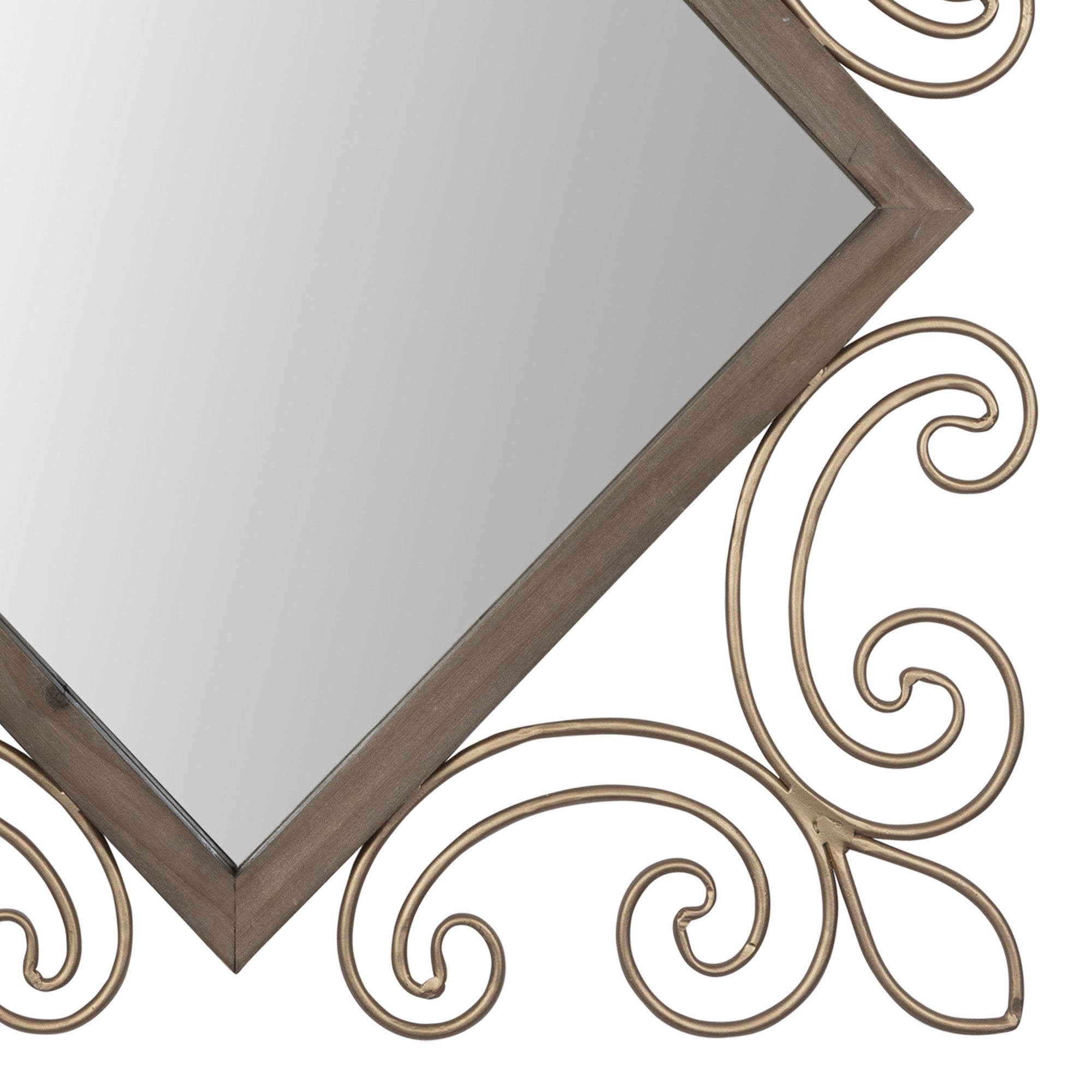 Traditional Diamond Wall Mirror With Metal Detailing
