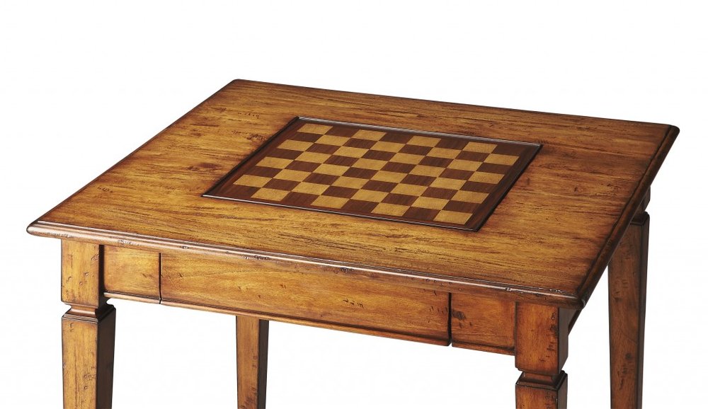 30" Brown and Dark Brown Wood Square Coffee Table With Drawer