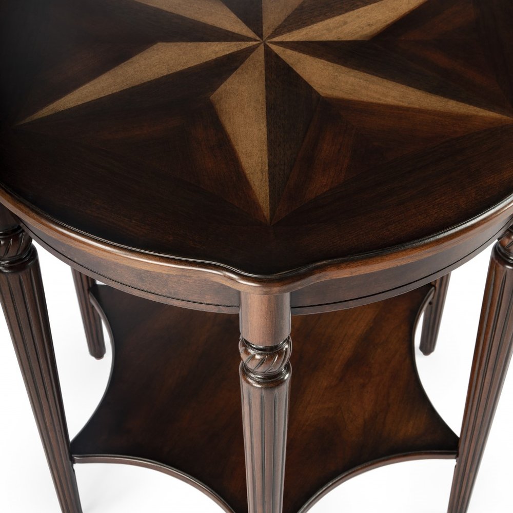 28" Brown Wood Round Coffee Table With Shelf