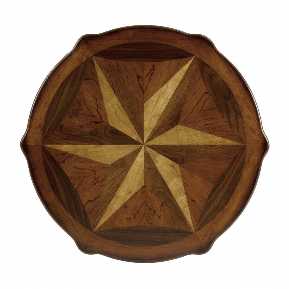 28" Brown Wood Round Coffee Table With Shelf