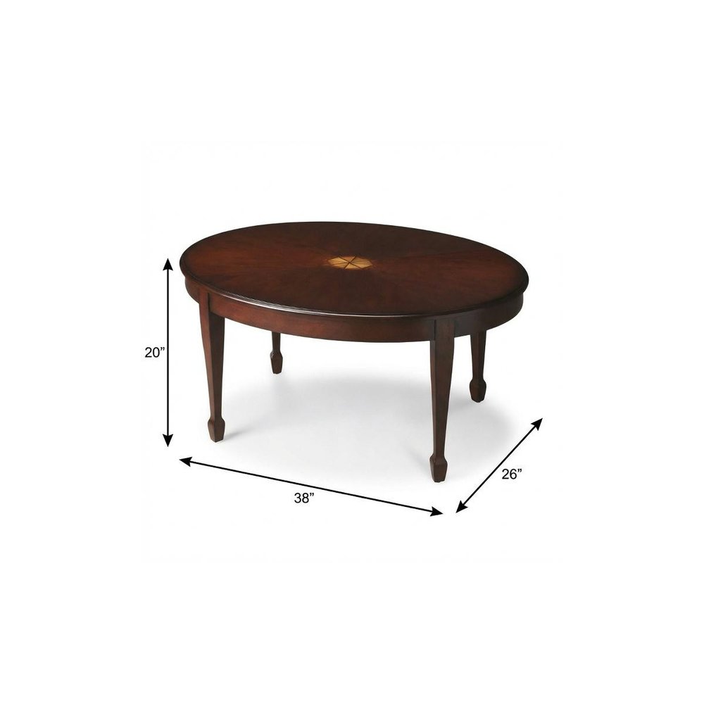 38" Brown and Dark Brown Wood Oval Coffee Table