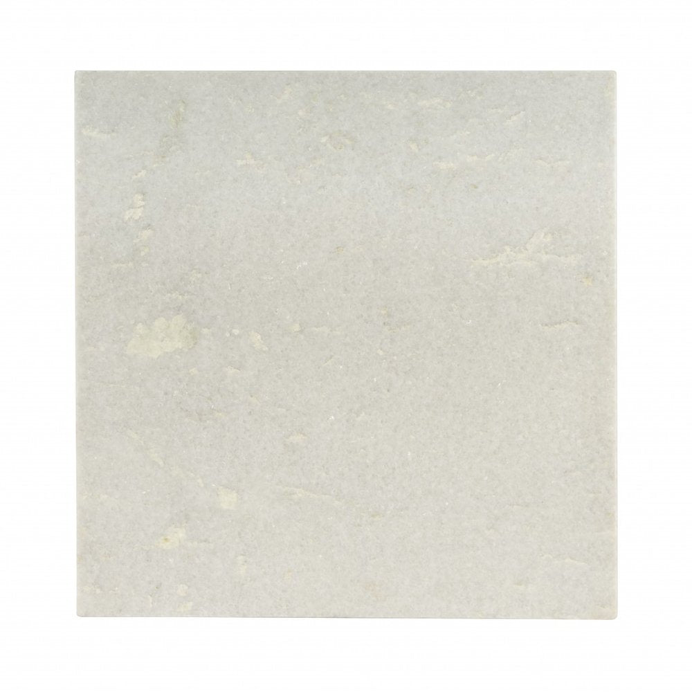 24" White and Copper Genuine Marble and Metal Square Coffee Table