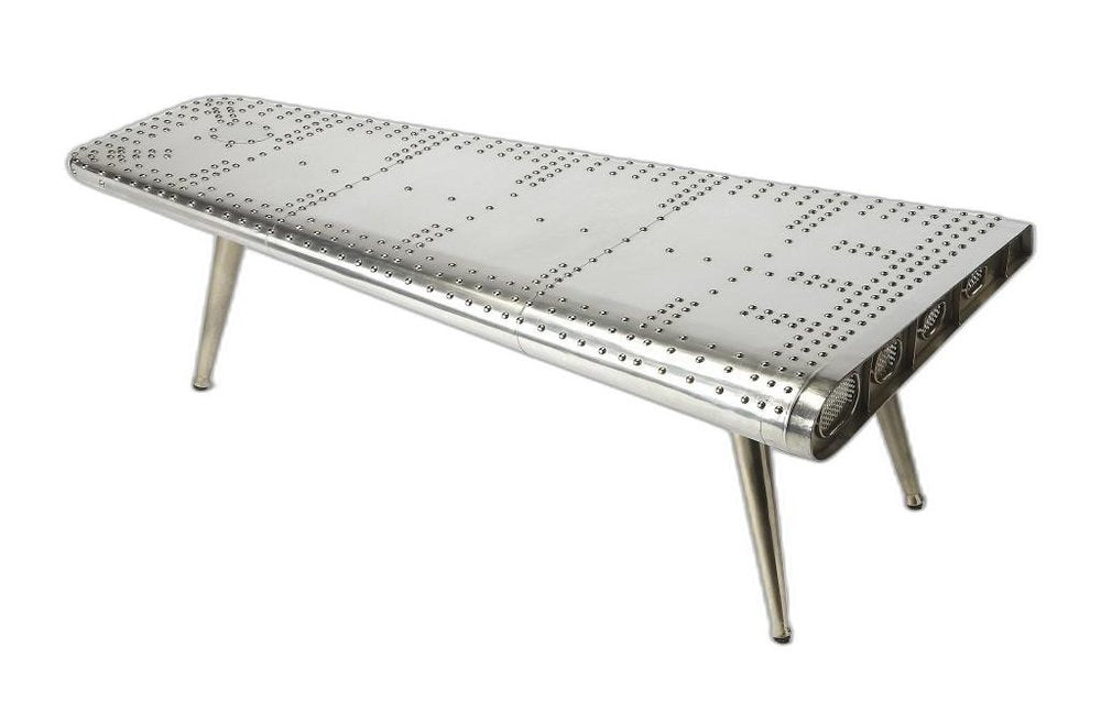 60" Silver Aluminum and Metal Coffee Table