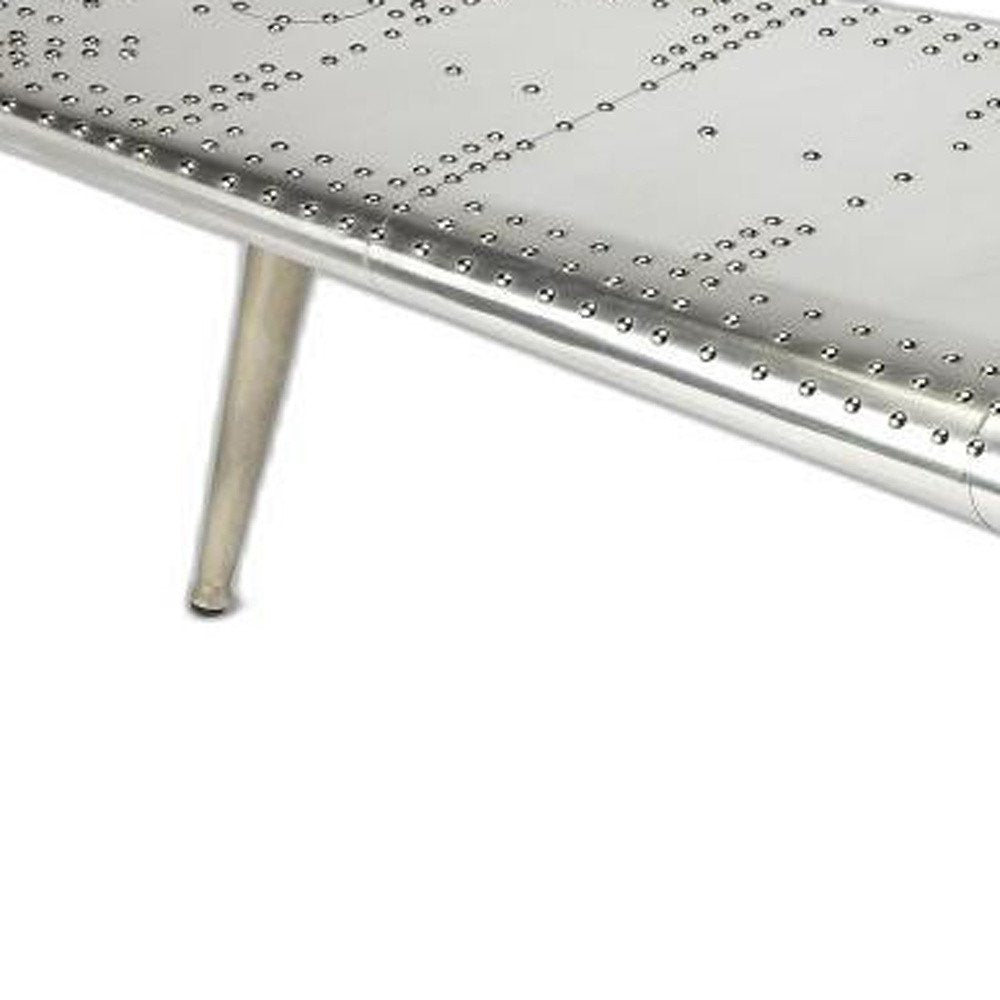 60" Silver Aluminum and Metal Coffee Table