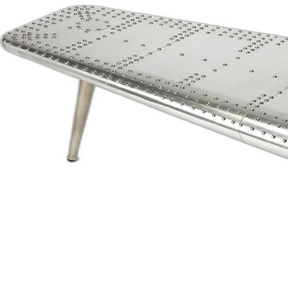 60" Silver Aluminum and Metal Coffee Table
