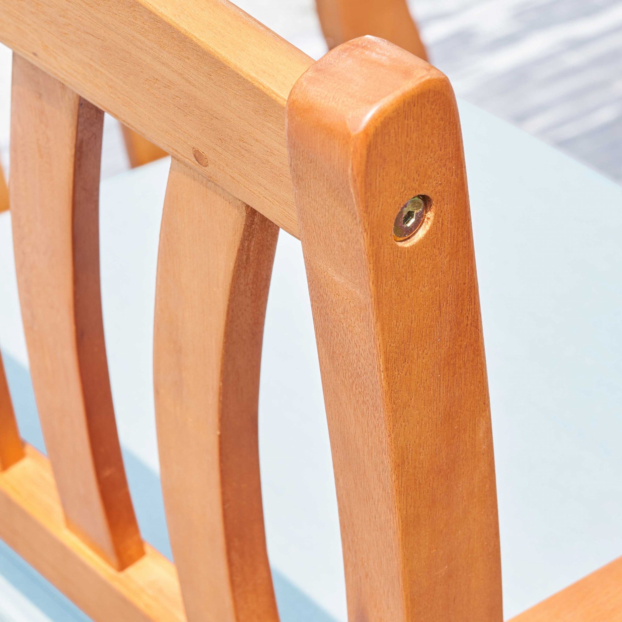35" Natural Eucalyptus Slat Wood Outdoor Accent Chair with Aqua Cushion