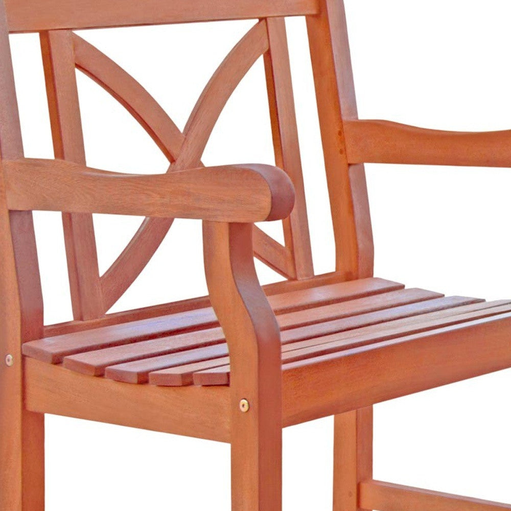 Brown Patio Armchair With Cross Back Design