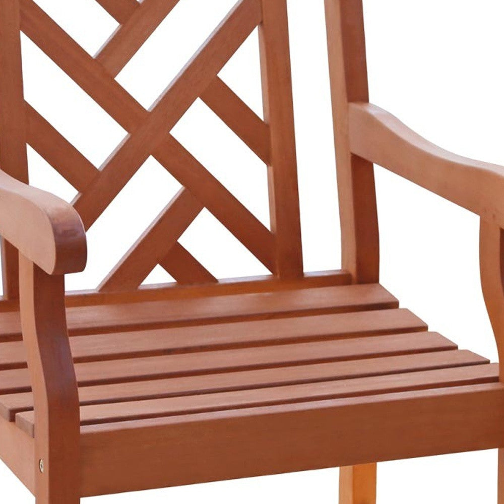 Brown Patio Armchair With Diagonal Design