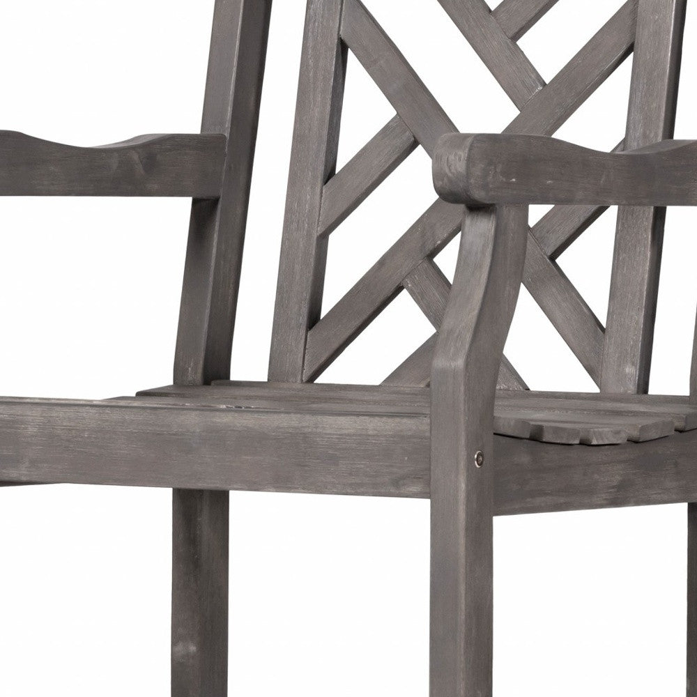 Distressed Patio Armchair With Diagonal Design