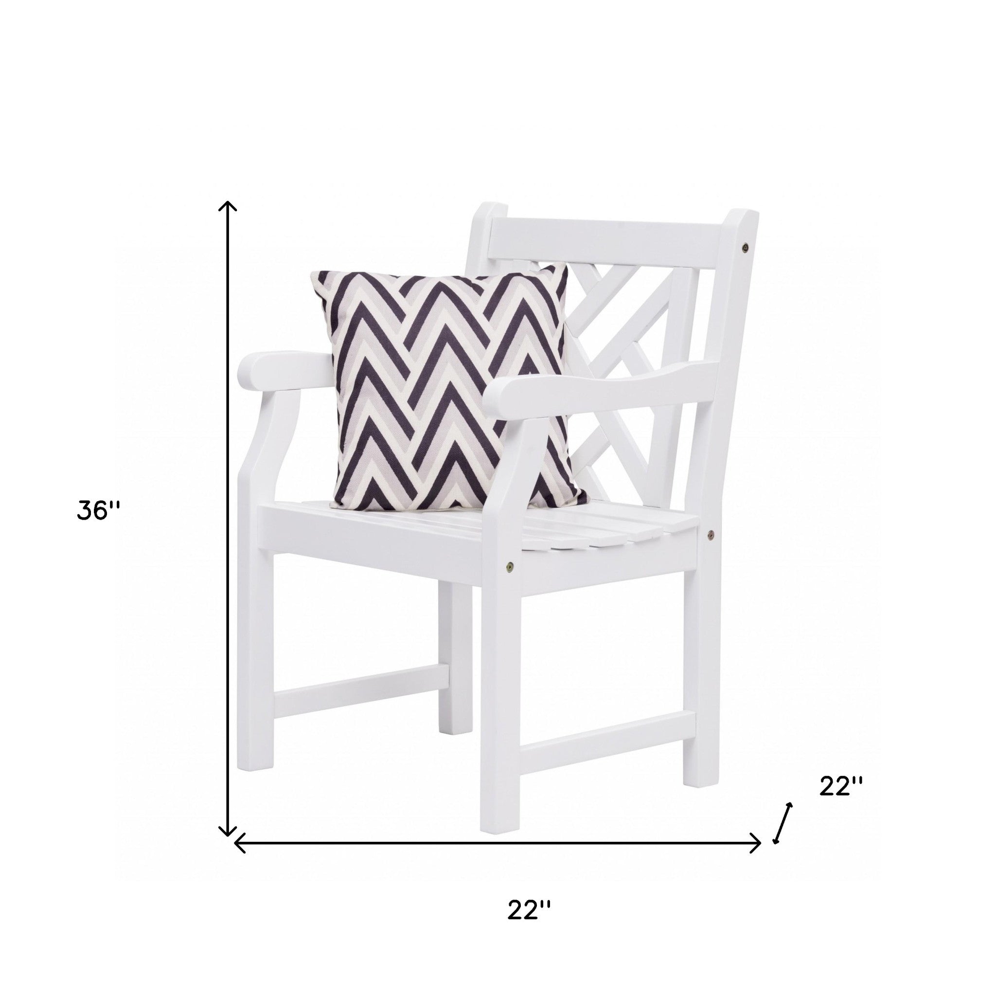 White Patio Armchair With Diagonal Design