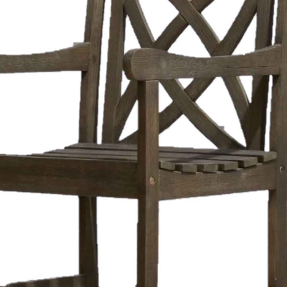 Distressed Patio Armchair With Decorative Back
