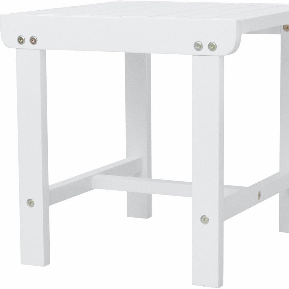 White Outdoor Wooden Side Table